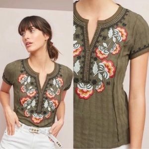 Anthropologie Akemi + Kin Embroidered Dandelion Top | Size XS